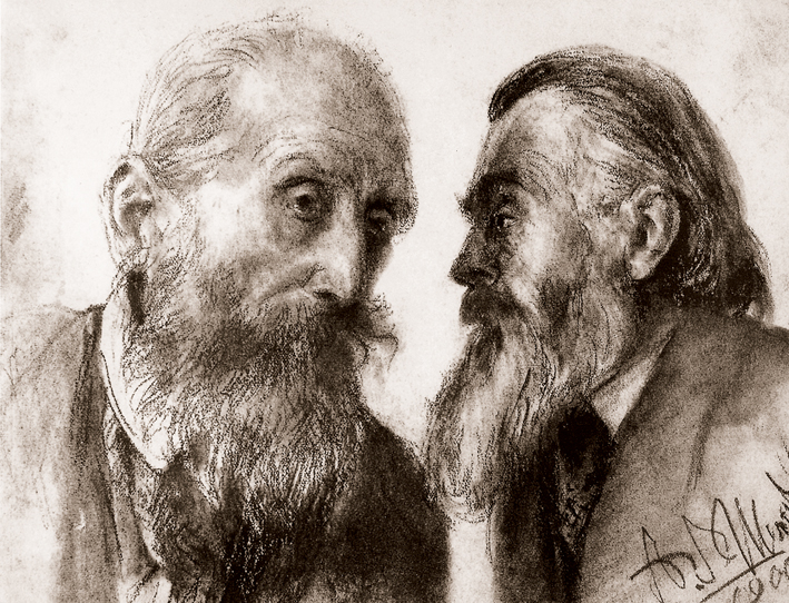  Adolpyh Von Menzel —— 交谈的两个老人